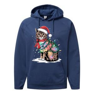 Cat Christmas Santa Hat For Mom Dad Cat Lover Xmas Cat Gift Performance Fleece Hoodie