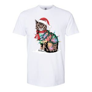 Cat Christmas Santa Hat For Mom Dad Cat Lover Xmas Cat Gift Softstyle CVC T-Shirt