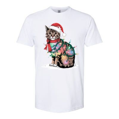 Cat Christmas Santa Hat For Mom Dad Cat Lover Xmas Cat Gift Softstyle CVC T-Shirt