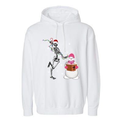 Christmas Christian Skeleton Dancing Xmas Snow Jesus Gift Garment-Dyed Fleece Hoodie