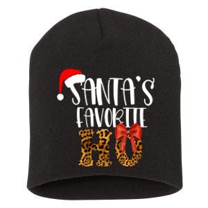 Cute Cheetah SantaS Favorite Ho Christmas Short Acrylic Beanie