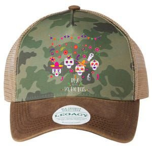 Colorful Calavera Skulls Celebration Mexican Holiday Legacy Tie Dye Trucker Hat