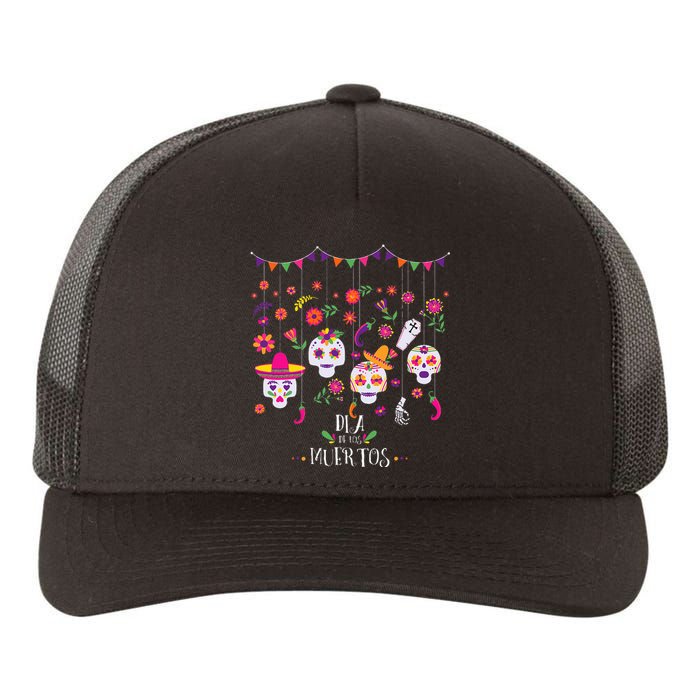 Colorful Calavera Skulls Celebration Mexican Holiday Yupoong Adult 5-Panel Trucker Hat