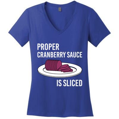 Canned Cranberry Sauce Is Right Jellied And Sliced Funny Gift Women's V-Neck T-Shirt