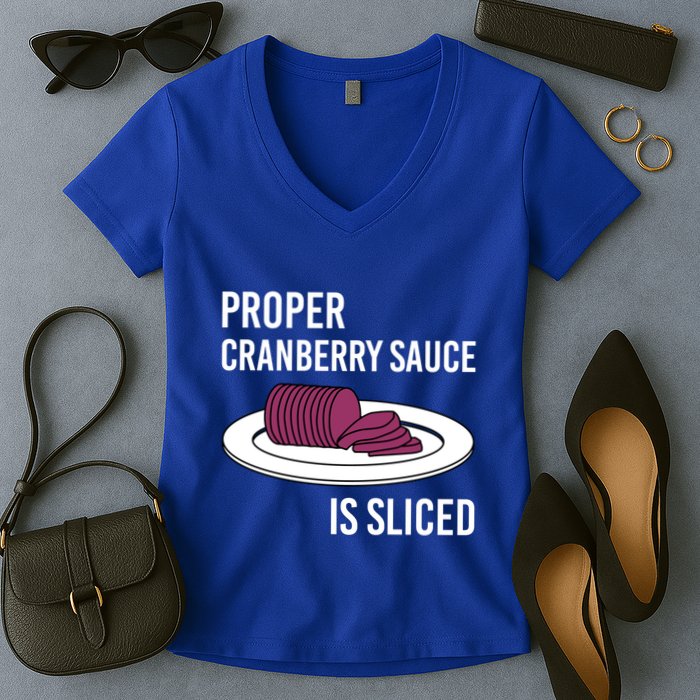 Canned Cranberry Sauce Is Right Jellied And Sliced Funny Gift Women's V-Neck T-Shirt