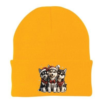 Cute Christmas Siberian Husky Puppy Dogs Santa Hat Mistletoe Gift Knit Cap Winter Beanie