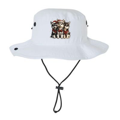 Cute Christmas Siberian Husky Puppy Dogs Santa Hat Mistletoe Gift Legacy Cool Fit Booney Bucket Hat