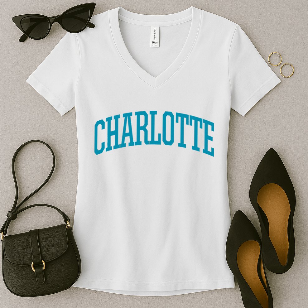 Charlotte Charlotte Sports Collegestyle Women's V-Neck T-Shirt