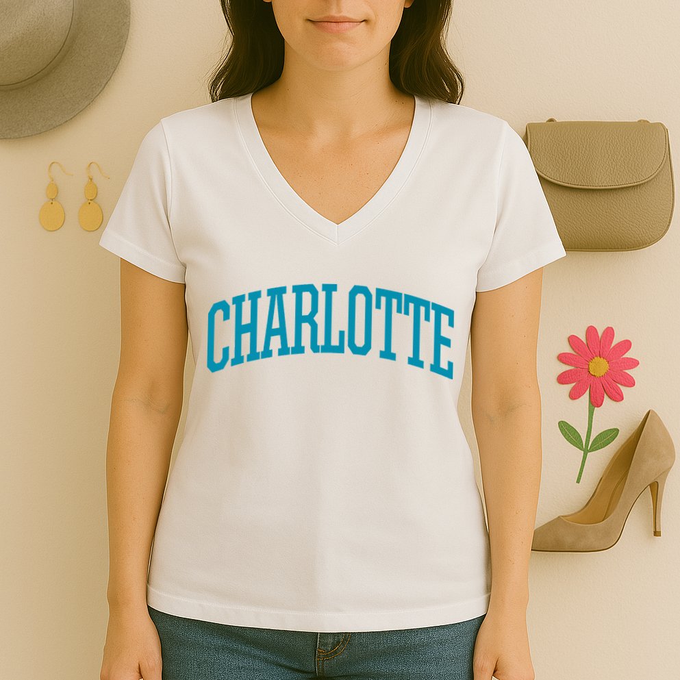 Charlotte Charlotte Sports Collegestyle Women's V-Neck T-Shirt