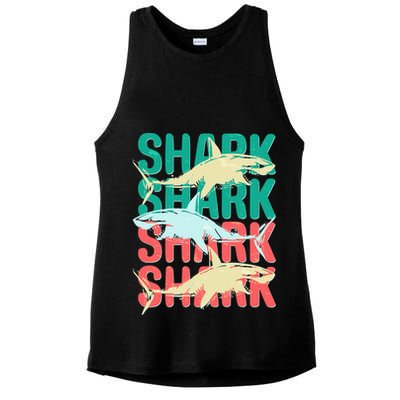 Cool Colorful Sharks Ladies PosiCharge Tri-Blend Wicking Tank