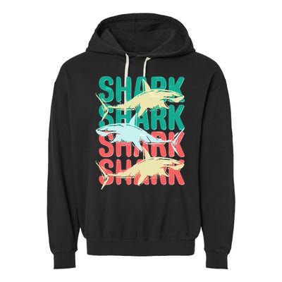 Cool Colorful Sharks Garment-Dyed Fleece Hoodie