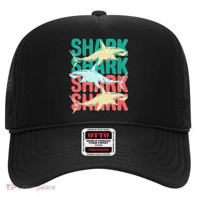 Cool Colorful Sharks High Crown Mesh Back Trucker Hat