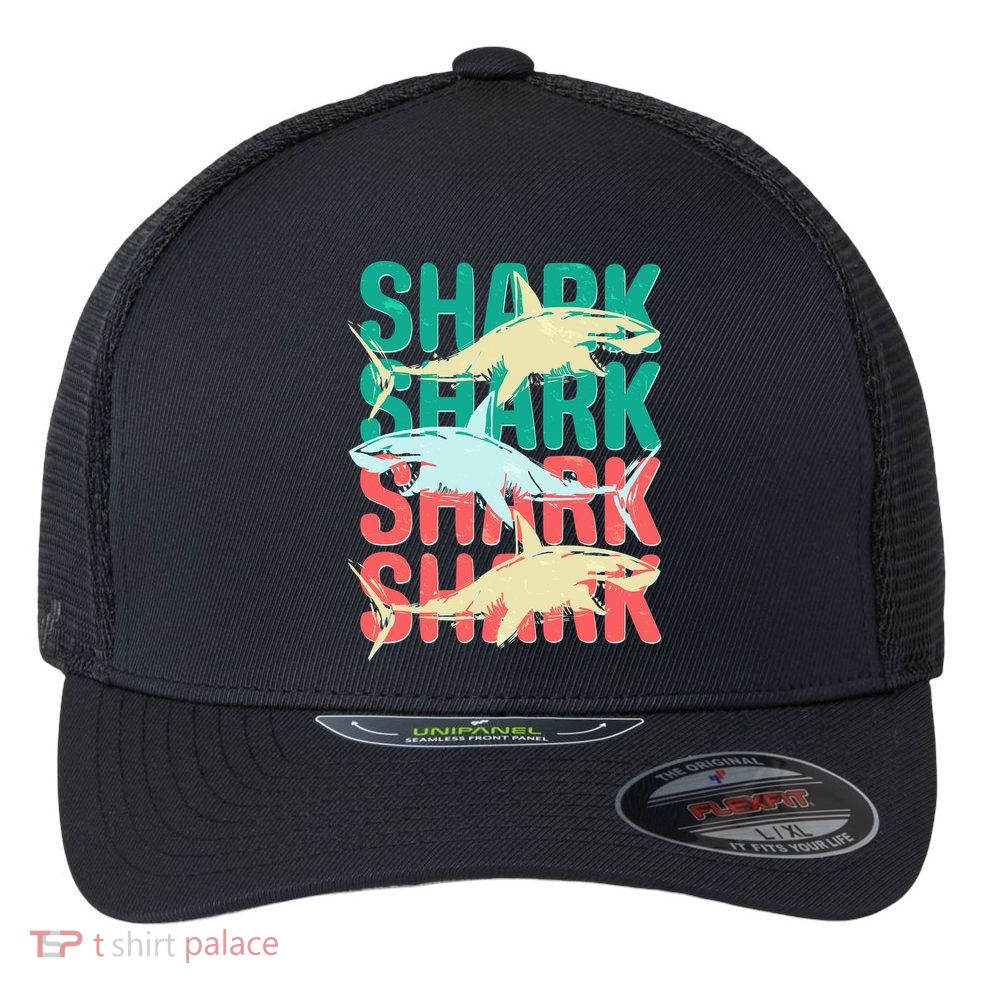 Cool Colorful Sharks Flexfit Unipanel Trucker Cap