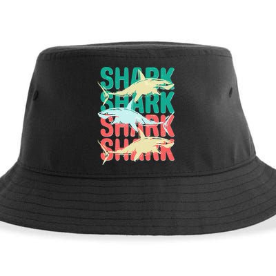 Cool Colorful Sharks Sustainable Bucket Hat