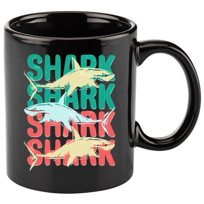 Cool Colorful Sharks 11oz C Handle Ceramic Mug