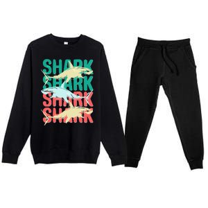 Cool Colorful Sharks Premium Crewneck Sweatsuit Set