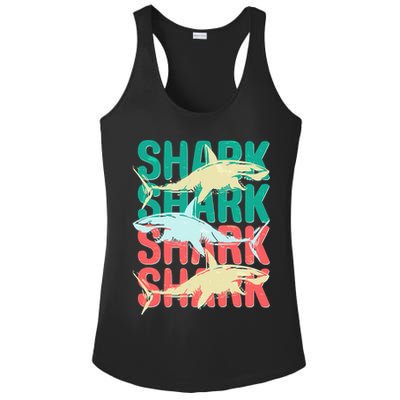 Cool Colorful Sharks Ladies PosiCharge Competitor Racerback Tank