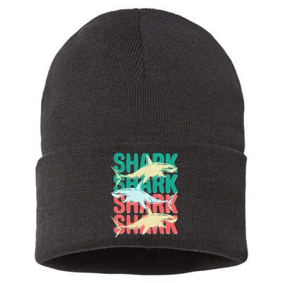 Cool Colorful Sharks Sustainable Knit Beanie