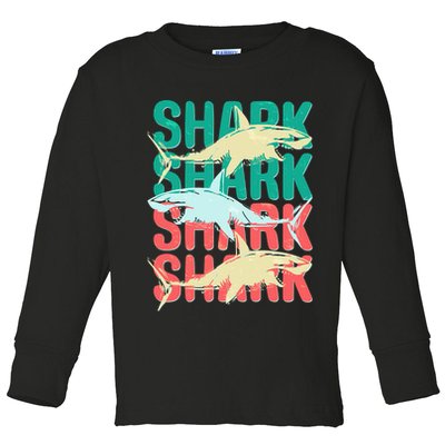Cool Colorful Sharks Toddler Long Sleeve Shirt