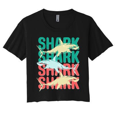 Cool Colorful Sharks Crop Top