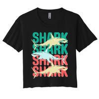 Cool Colorful Sharks Crop Top