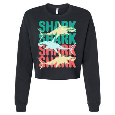 Cool Colorful Sharks Cropped Pullover Crew