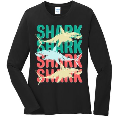 Cool Colorful Sharks Ladies Long Sleeve Shirt