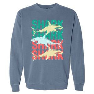 Cool Colorful Sharks Garment-Dyed Sweatshirt