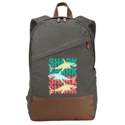 Cool Colorful Sharks Cotton Canvas Backpack