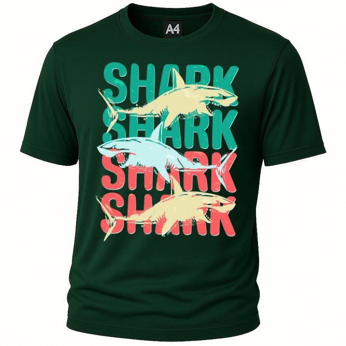 Cool Colorful Sharks Cooling Performance Crew T-Shirt