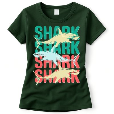 Cool Colorful Sharks Womens T-Shirt