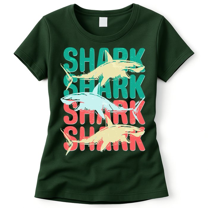 Cool Colorful Sharks Womens T-Shirt