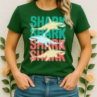 Cool Colorful Sharks Womens T-Shirt