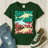 Cool Colorful Sharks Womens T-Shirt