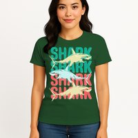 Cool Colorful Sharks Womens T-Shirt