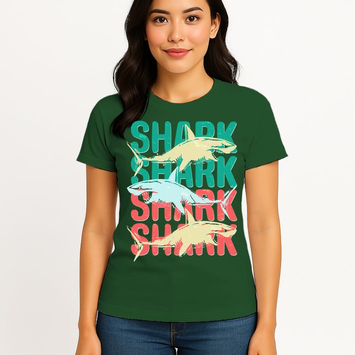 Cool Colorful Sharks Womens T-Shirt