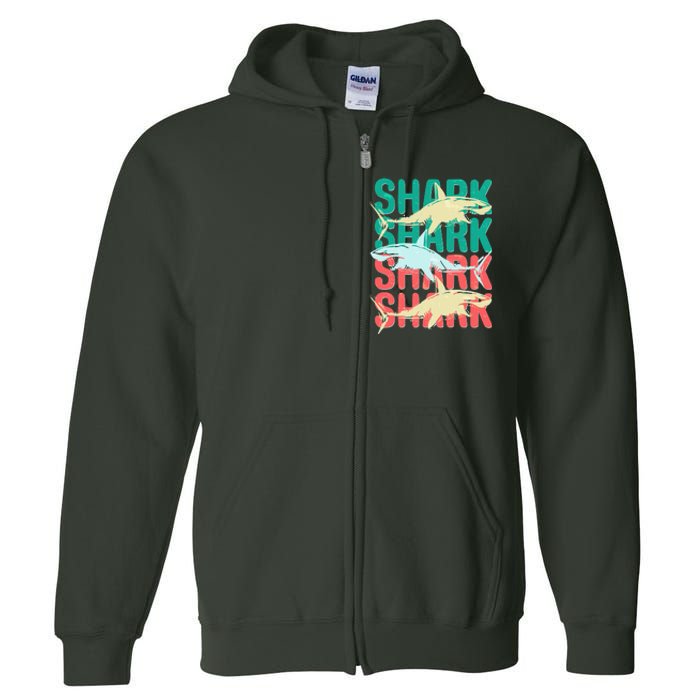 Cool Colorful Sharks Full Zip Hoodie