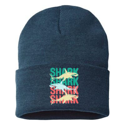 Cool Colorful Sharks Sustainable Knit Beanie