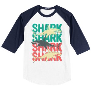 Cool Colorful Sharks Baseball Sleeve Shirt