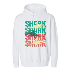 Cool Colorful Sharks Garment-Dyed Fleece Hoodie