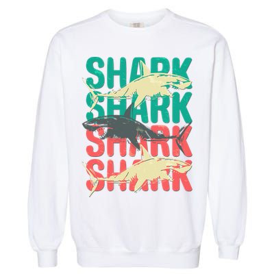 Cool Colorful Sharks Garment-Dyed Sweatshirt