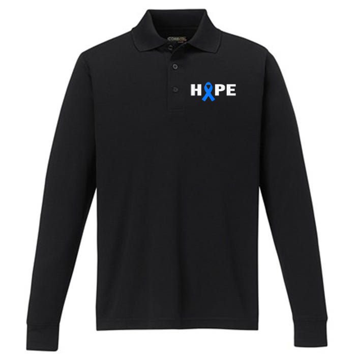 Colon Cancer Shirt - Hope Colorectal Cancer Awareness Performance Long Sleeve Polo