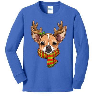 Chihuahua Christmas Santa Clause Dog Reindeer Xmas Dog Lover Gift Kids Long Sleeve Shirt