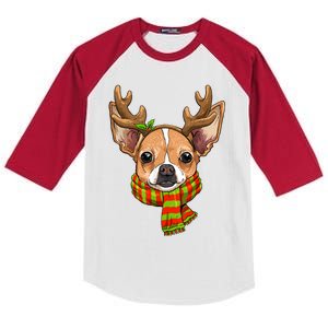 Chihuahua Christmas Santa Clause Dog Reindeer Xmas Dog Lover Gift Kids Colorblock Raglan Jersey