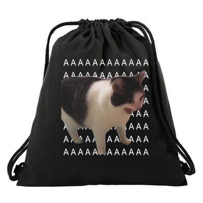 Crying Cat Screaming Cat Meme Drawstring Bag
