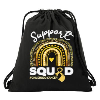 Childhood Cancer Support Squad Gold Ribbon Drawstring Bag