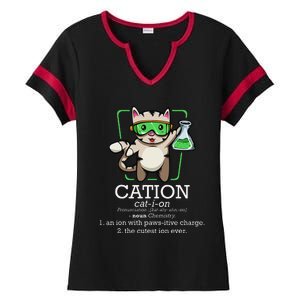 Cation Cute Science Cat Pawsitive Element Chemistry Teacher Ladies Halftime Notch Neck Tee