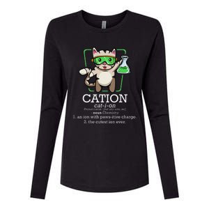 Cation Cute Science Cat Pawsitive Element Chemistry Teacher Womens Cotton Relaxed Long Sleeve T-Shirt