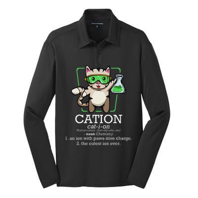 Cation Cute Science Cat Pawsitive Element Chemistry Teacher Silk Touch Performance Long Sleeve Polo