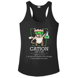 Cation Cute Science Cat Pawsitive Element Chemistry Teacher Ladies PosiCharge Competitor Racerback Tank